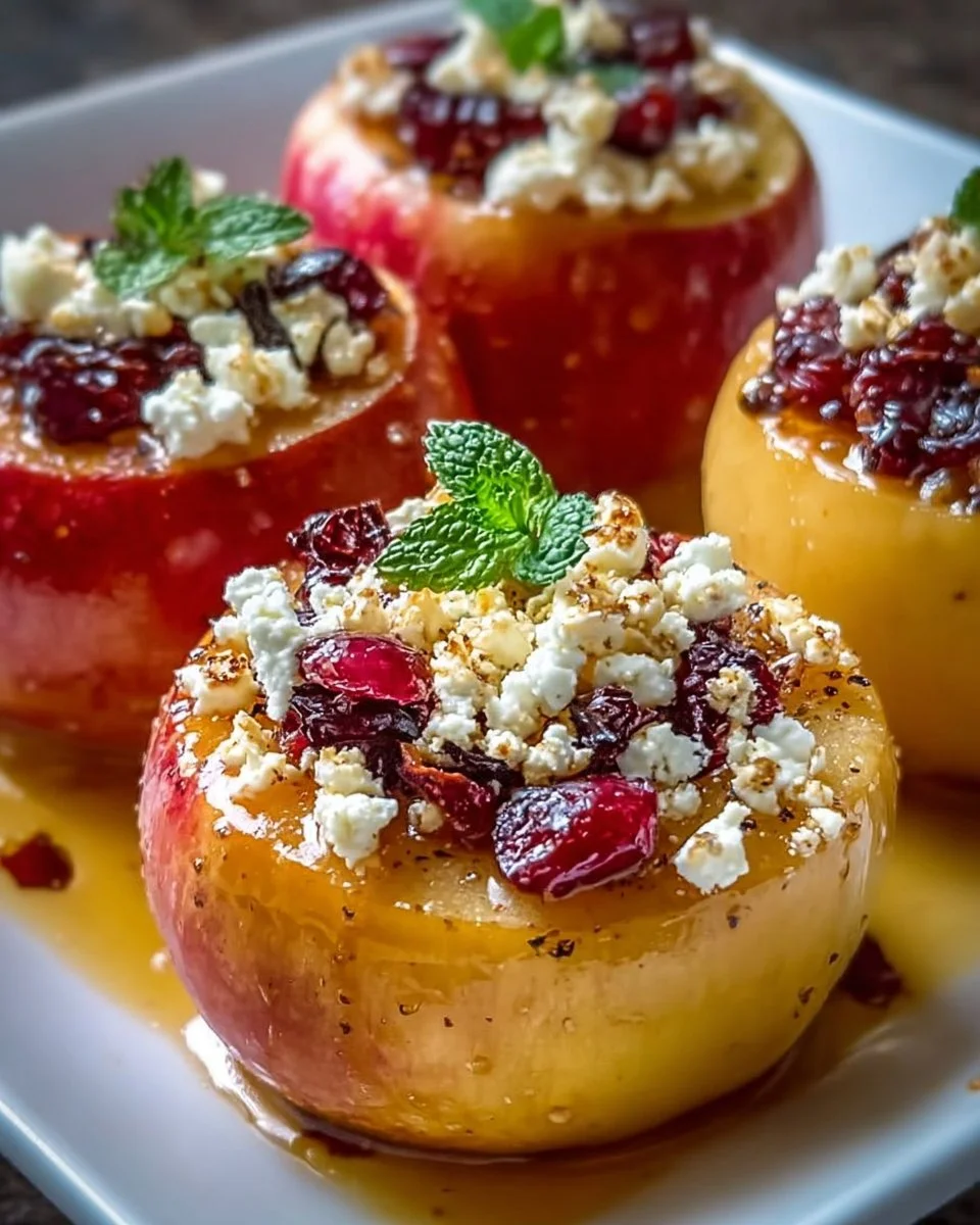 Baked Apples mit Feta, Honig und Cranberries