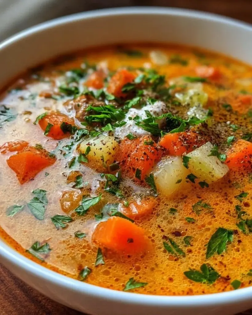 Bowl mit Friss Dich Dumm Suppe, köstlich und nahrhaft für eine gesunde Ernährung
