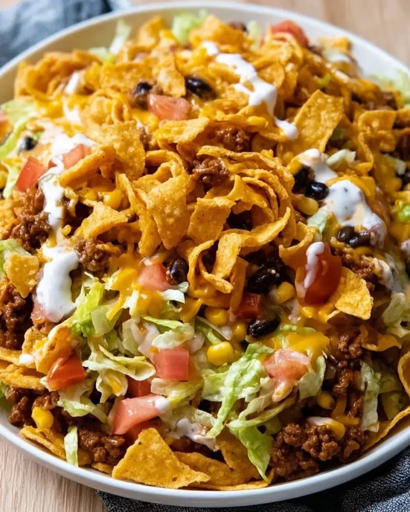 Delicious Frito Cowboy Cabbage dish with crispy toppings and vibrant vegetables.