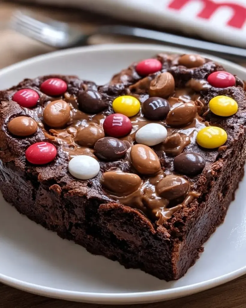 Herzförmige Brownies mit Schokolade und Dekoration für jeden Anlass