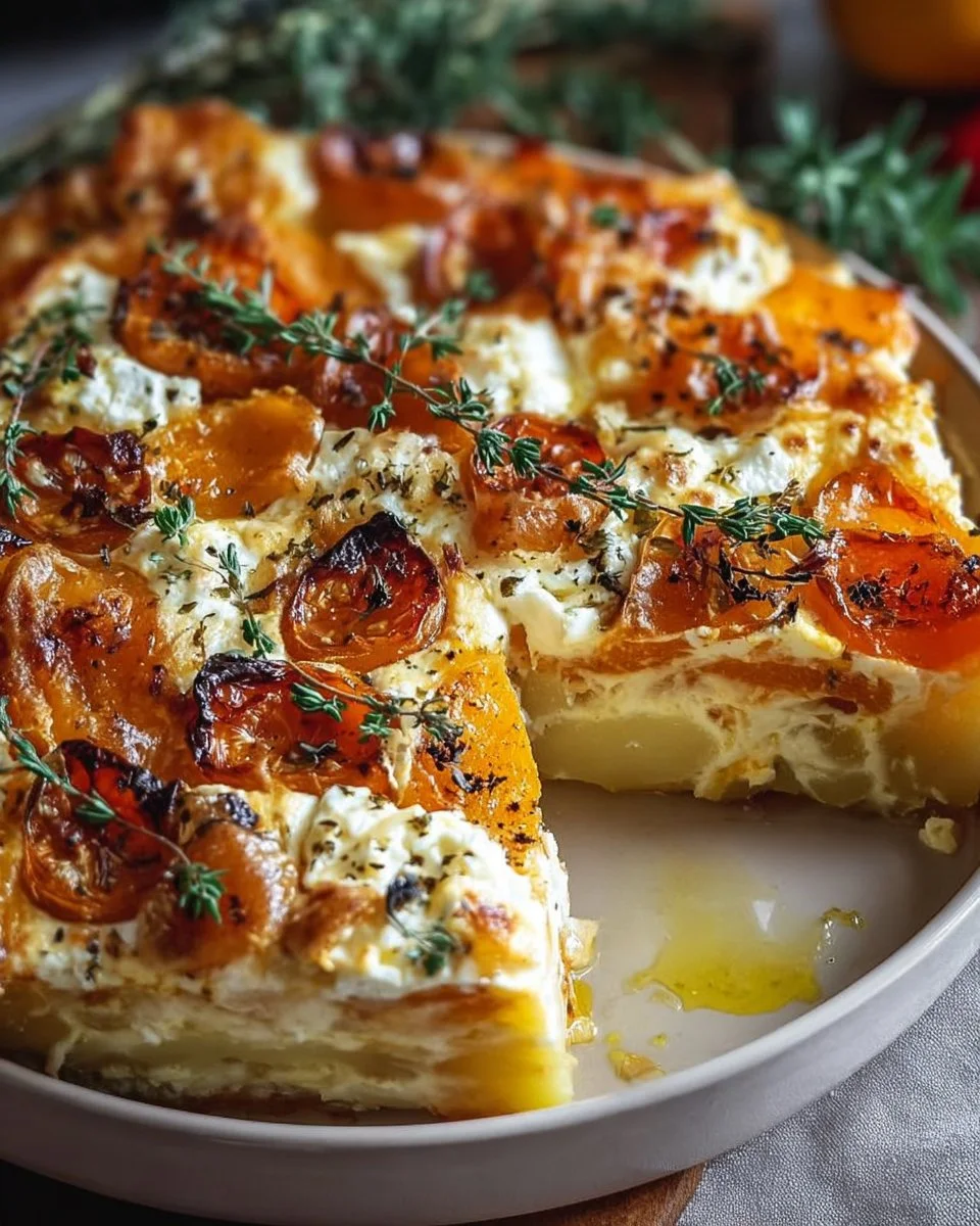 Kartoffel Kürbis Auflauf mit Feta