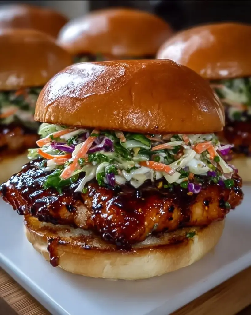 Koreanisches BBQ-Hähnchen-Sandwich mit frischen Zutaten und aromatischer Sauce