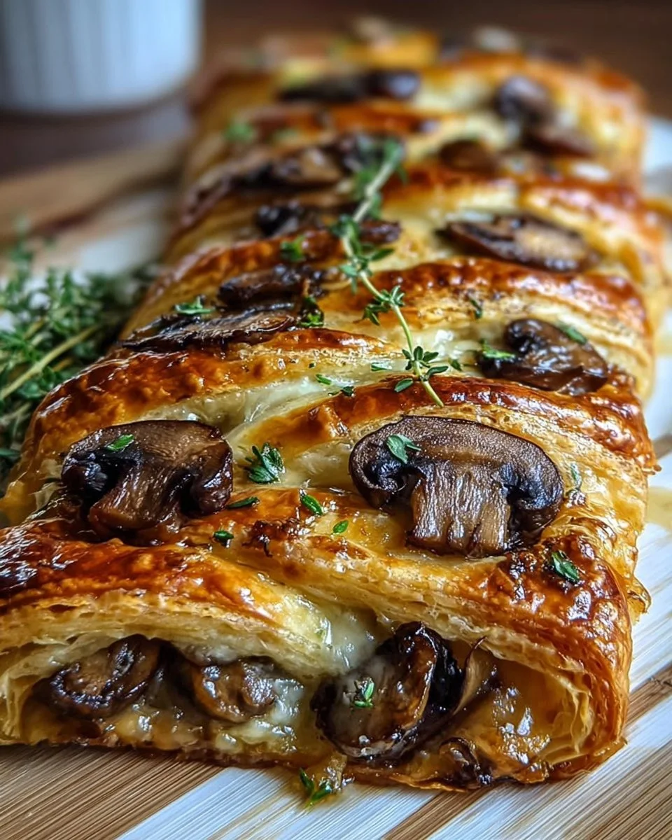 Pilz-Gruyère-Blätterteig-Zopf