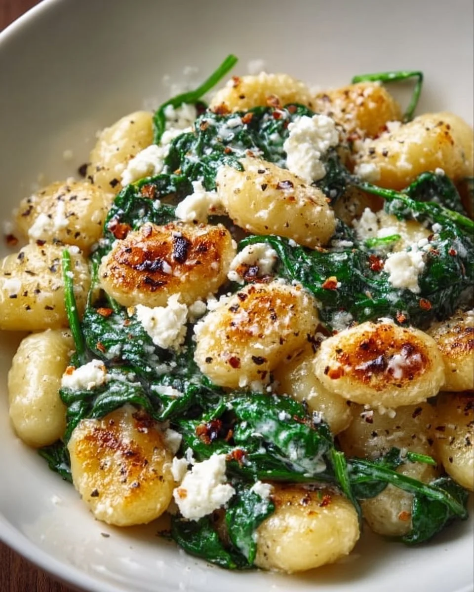 Cremige Gnocchi mit Spinat und Feta