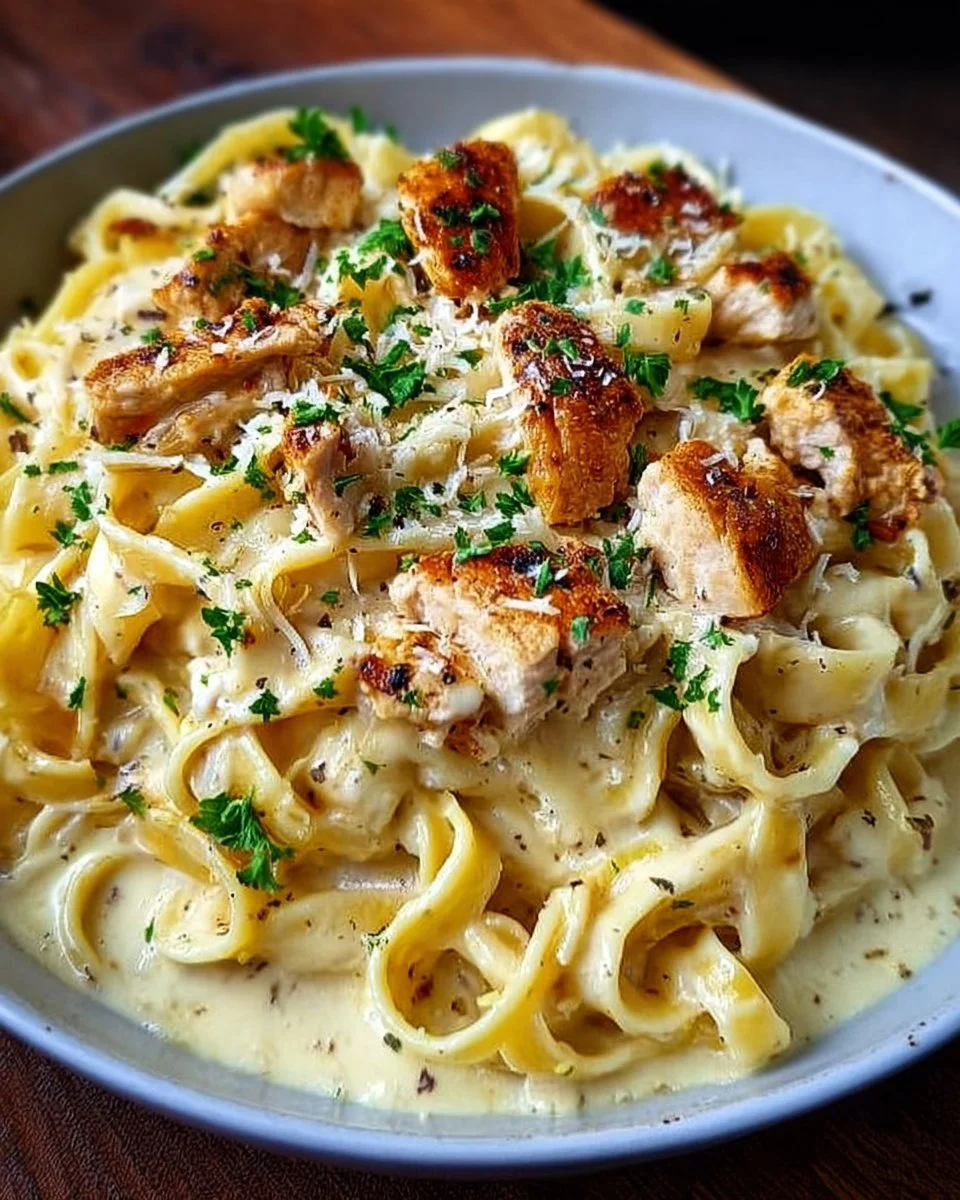 Cremige Hähnchen- Alfredo-Nudeln Rezept