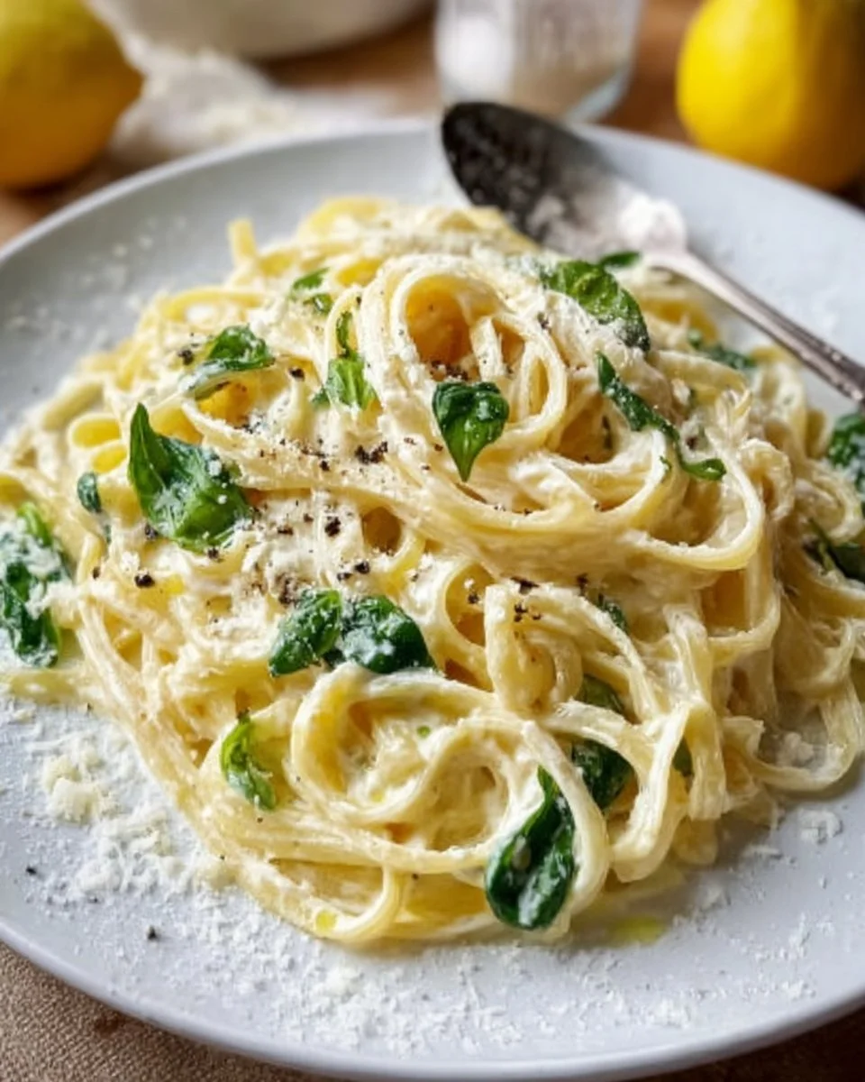 Einfache Nudeln mit Ricotta und Zitronensauce