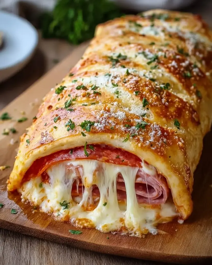 Einfache Stromboli Rezept für ein schnelles Abendessen mit leckerer Füllung.