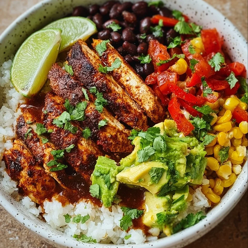 Fajita-Hühnchen- Burrito-Schüssel