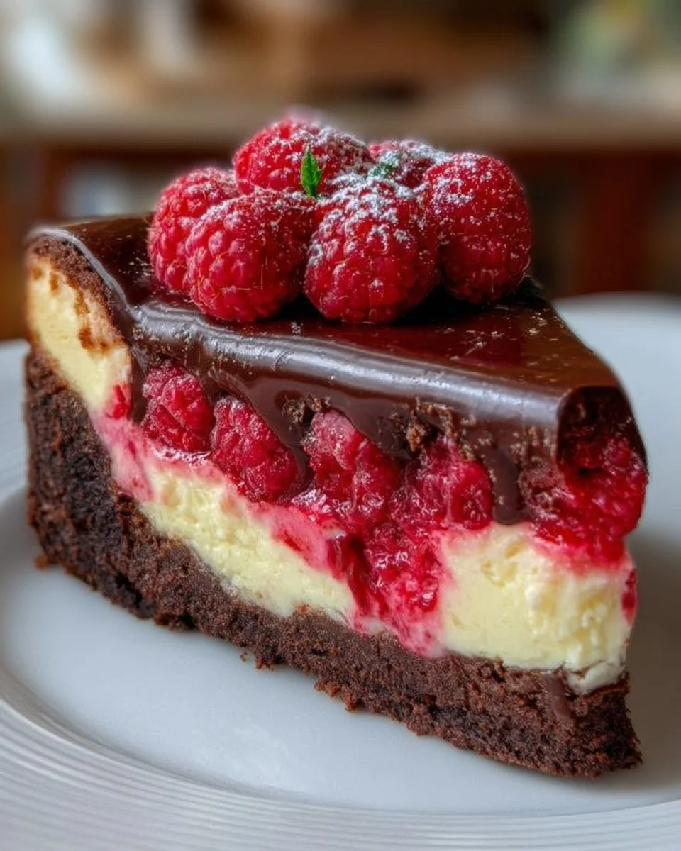 Himbeer Brownie-Cheesecake