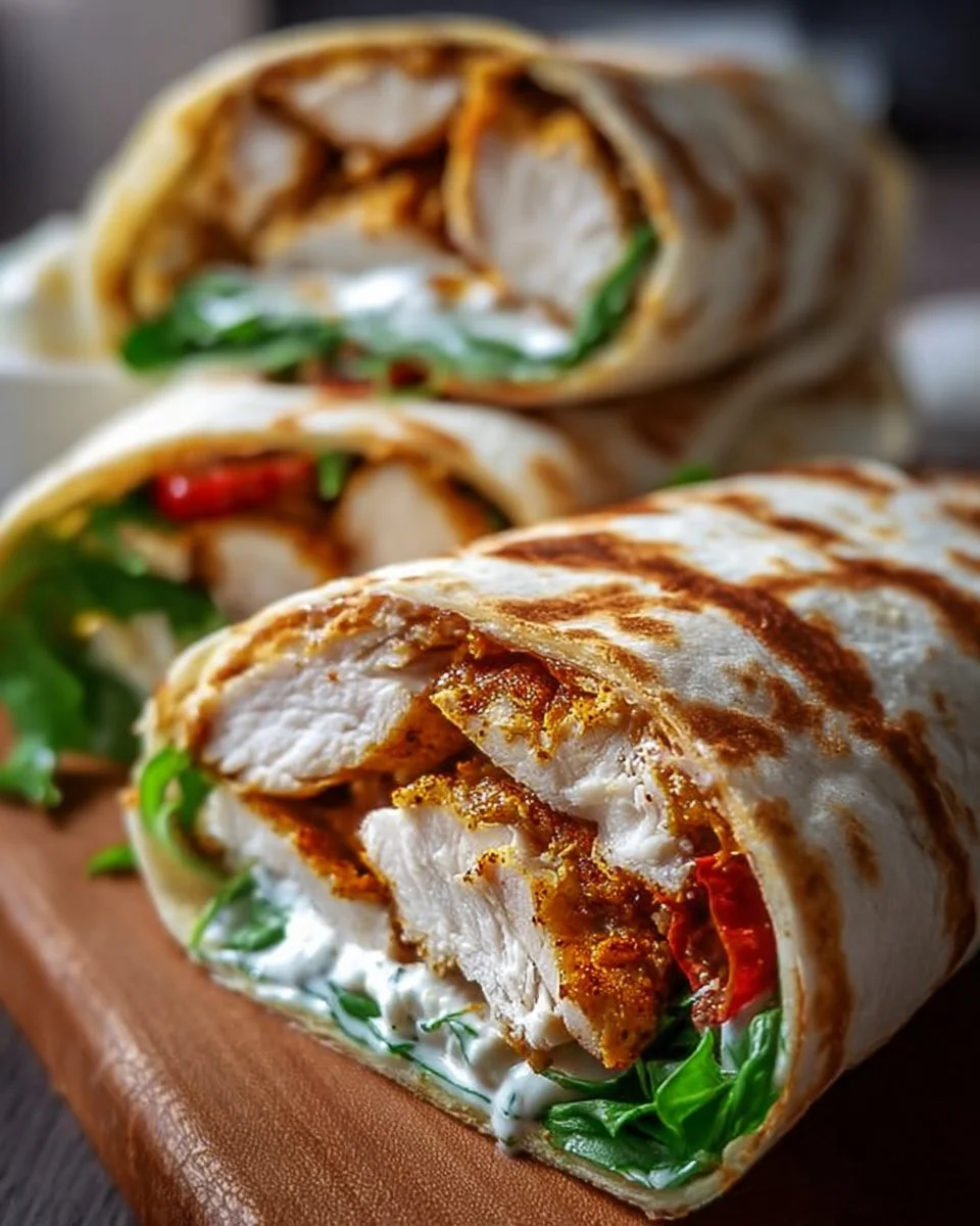 Knusprige Hähnchen-Mozzarella-Wraps aus dem Airfryer auf einem Teller