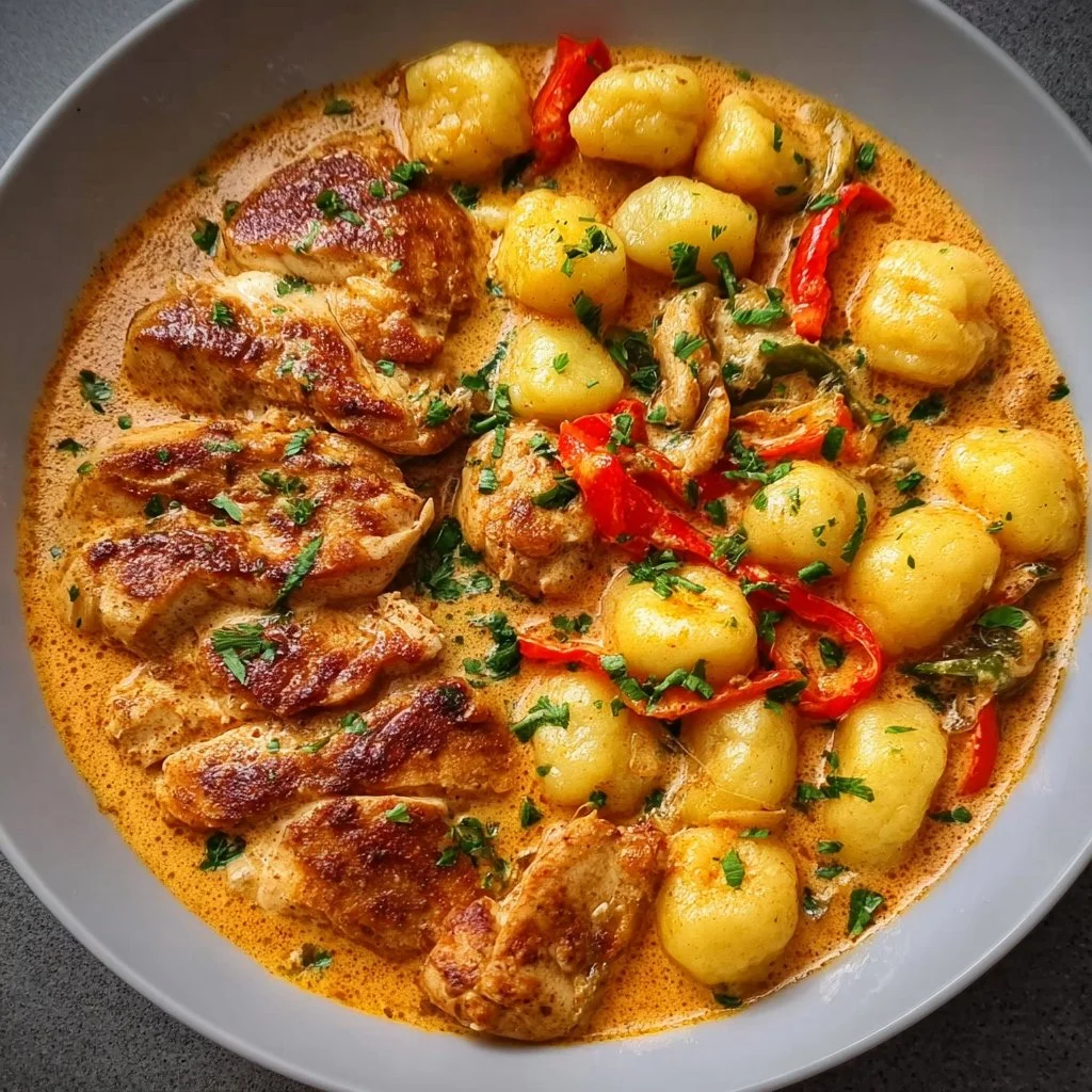 Paprika-Sahne -Hähnchen mit Gnocchi