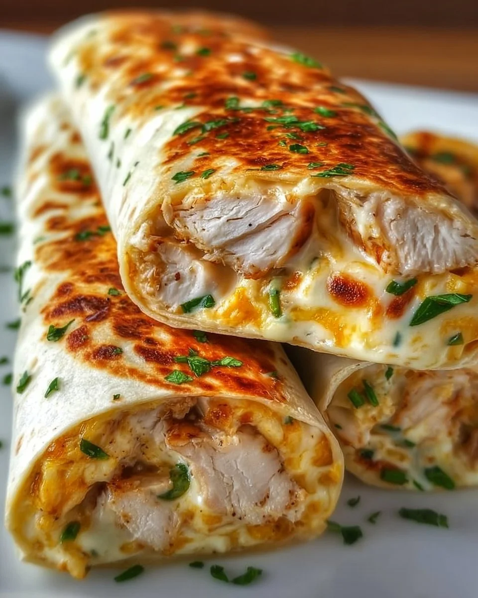 Schnelle Käse-Knoblauch-Hähnchen-Wraps