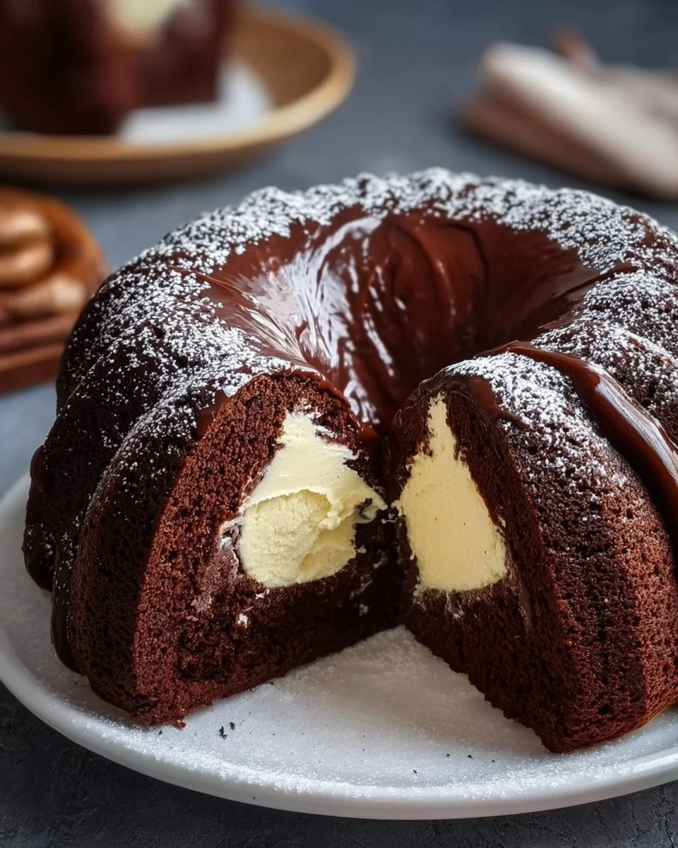 Schoko-Gugelhupf mit Cheesecakefüllung