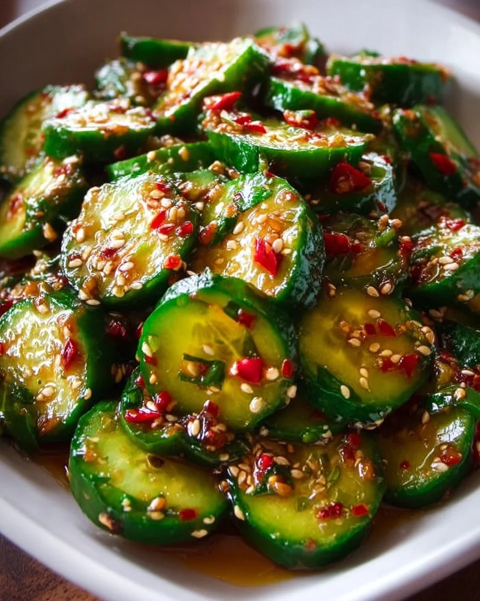 Asiatischer Gurkensalat mit Chili &amp; Sesam