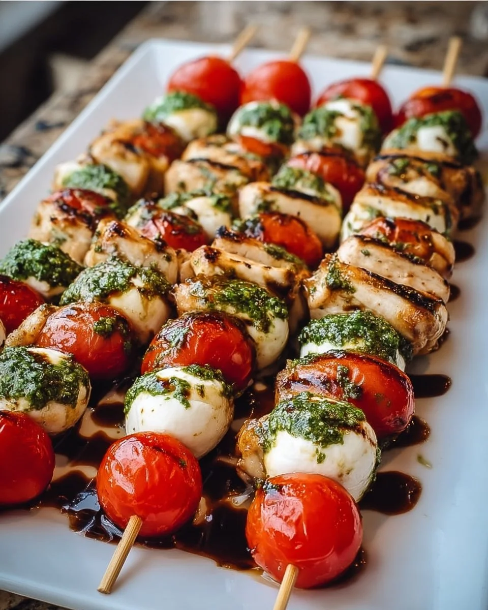 Caprese Hähnchen Spieße