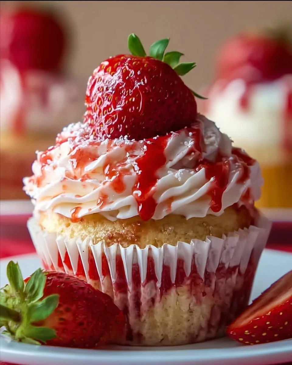 Cupcakes mit Erdbeeren
