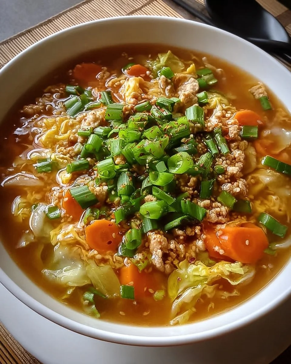 Ein-Topf Eierrollen-Suppe für die schnelle Küche