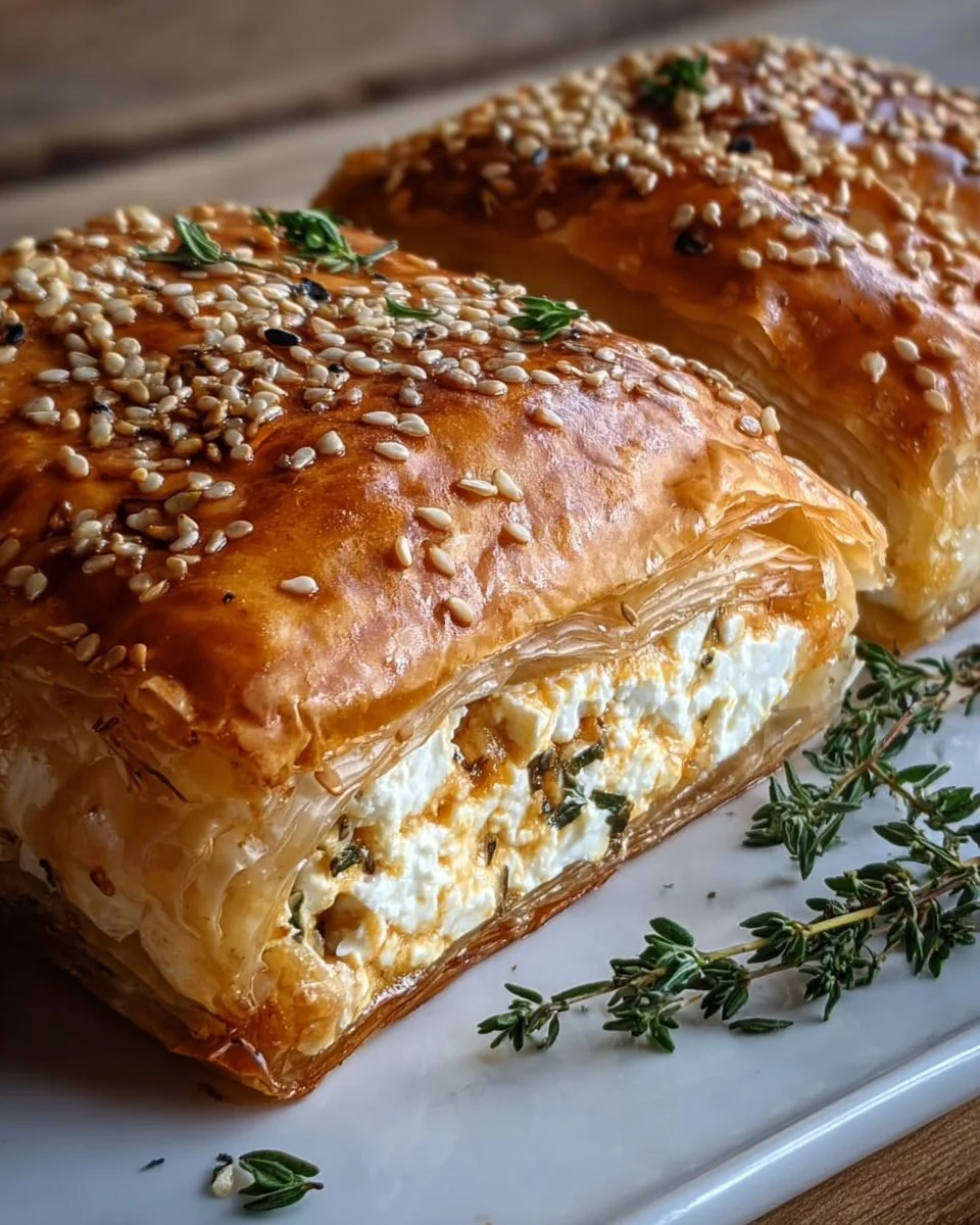 Feta im Blätterteig mit Sesam und Thymian