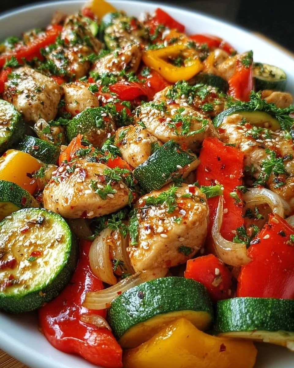 Gemüsepfanne mit Hähnchen