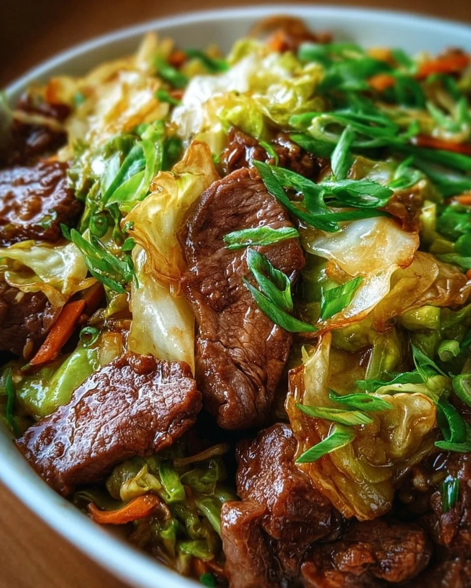 Herzhafter Rindfleisch- und Kohl-Wok