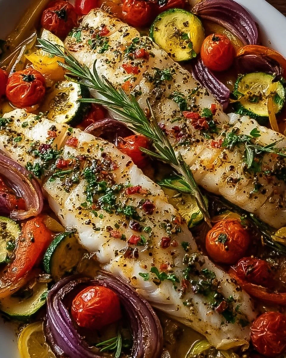 Mediterranean Baked Fish Fillets with Vegetables