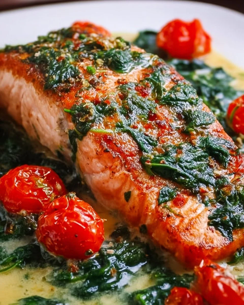 Ofenlachs mit Spinat