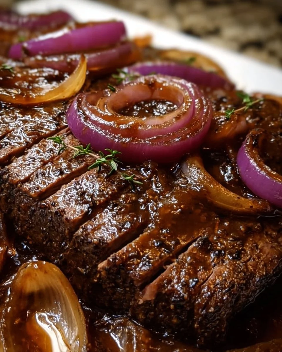 Rinderbrust in Balsamico-Zwiebelsoße