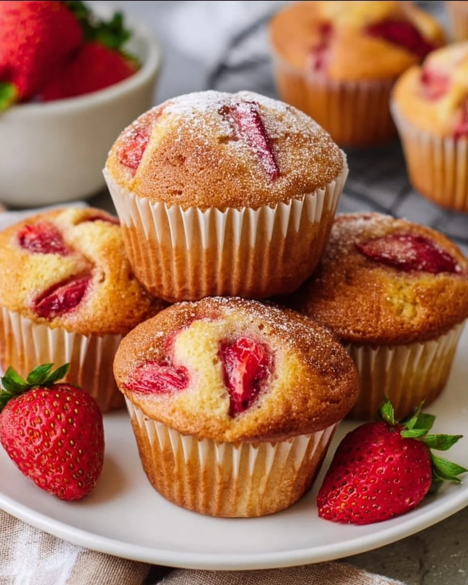 Saftige Erdbeer Muffins mit Zitrone und Vanille
