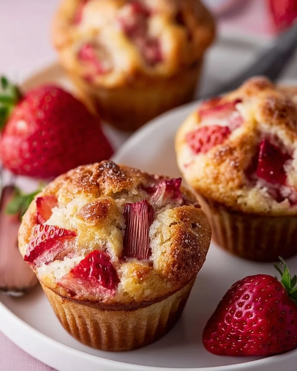 Saftige Erdbeer- Rhabarber-Muffins