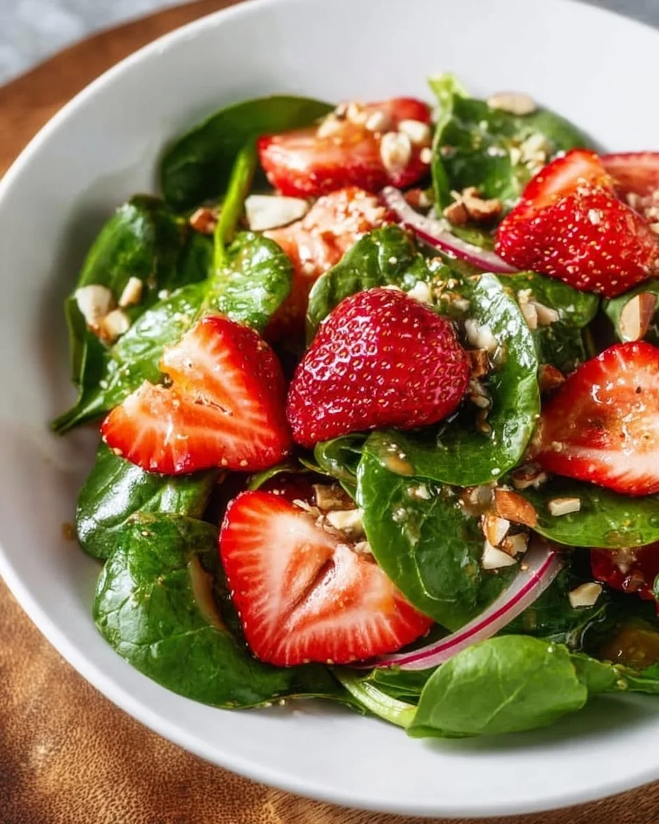 Spinatsalat mit Erdbeeren