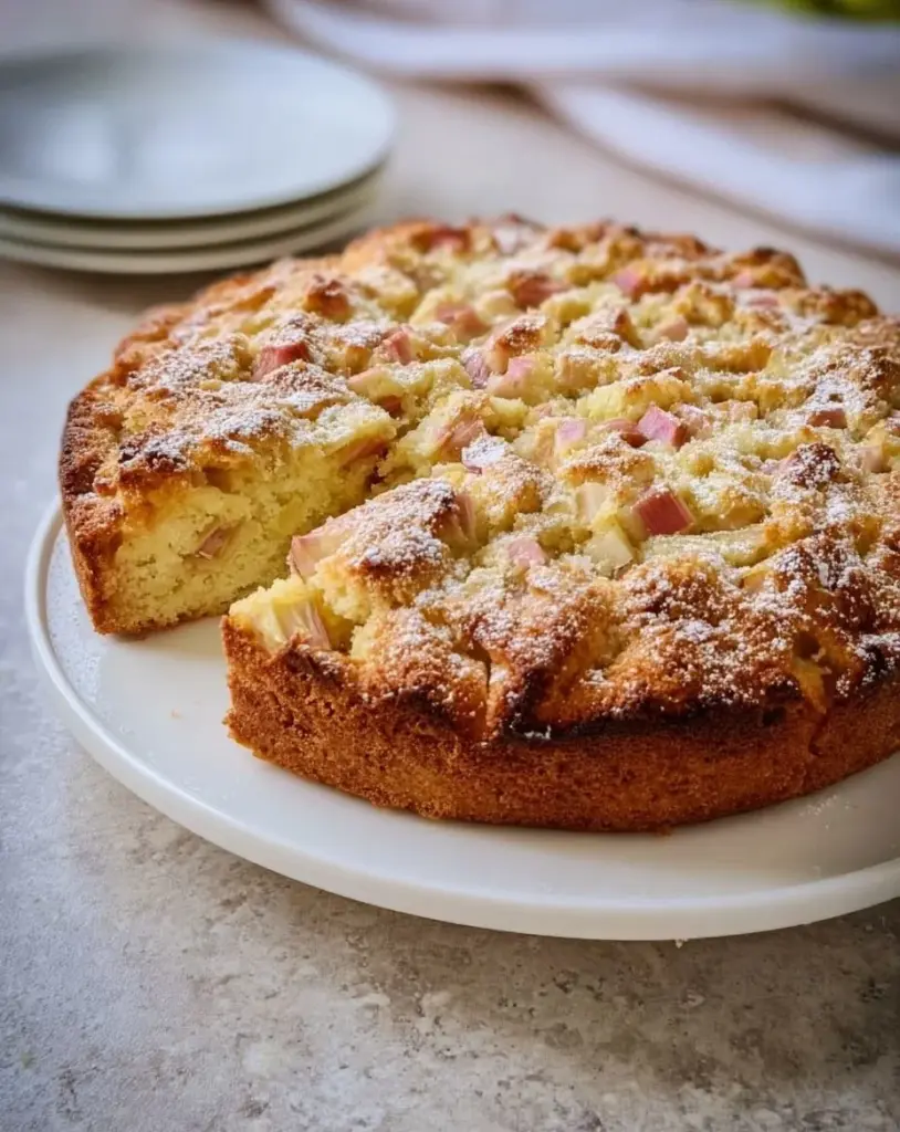Apfel-Rhabarber-Kuchen mit frischen Äpfeln und Rhabarber