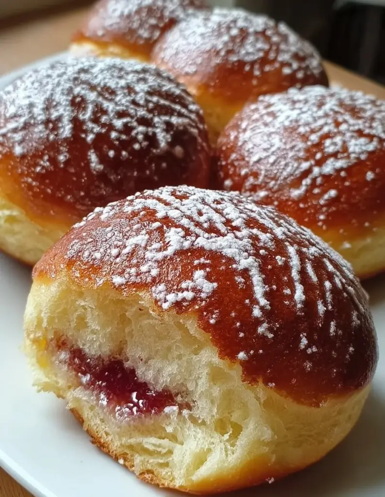 Himmlische Berliner mit verschiedenen Füllungen auf einem festlichen Tisch