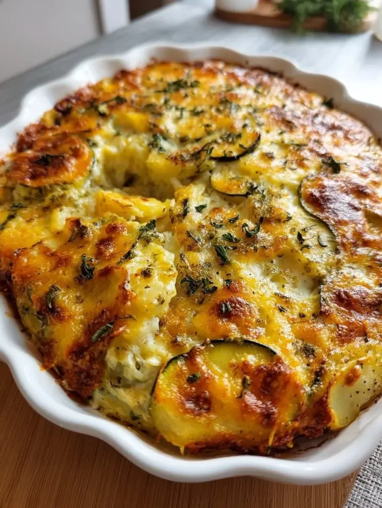 Köstlicher Kartoffel-Zucchini-Auflauf frisch aus dem Ofen