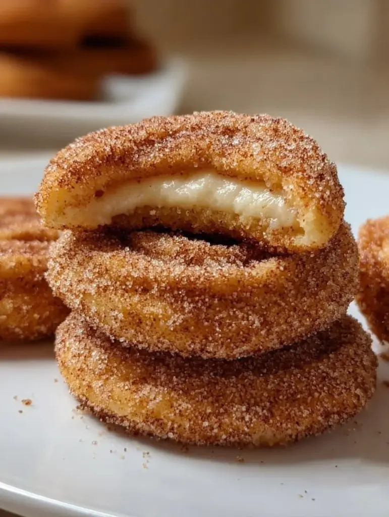 Käsekuchen-gefüllte Churro-Kekse auf einem Teller