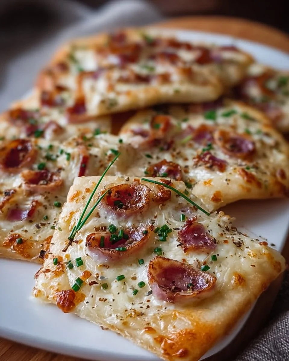 Knusprige Mini Tarte Flambée Häppchen selber machen