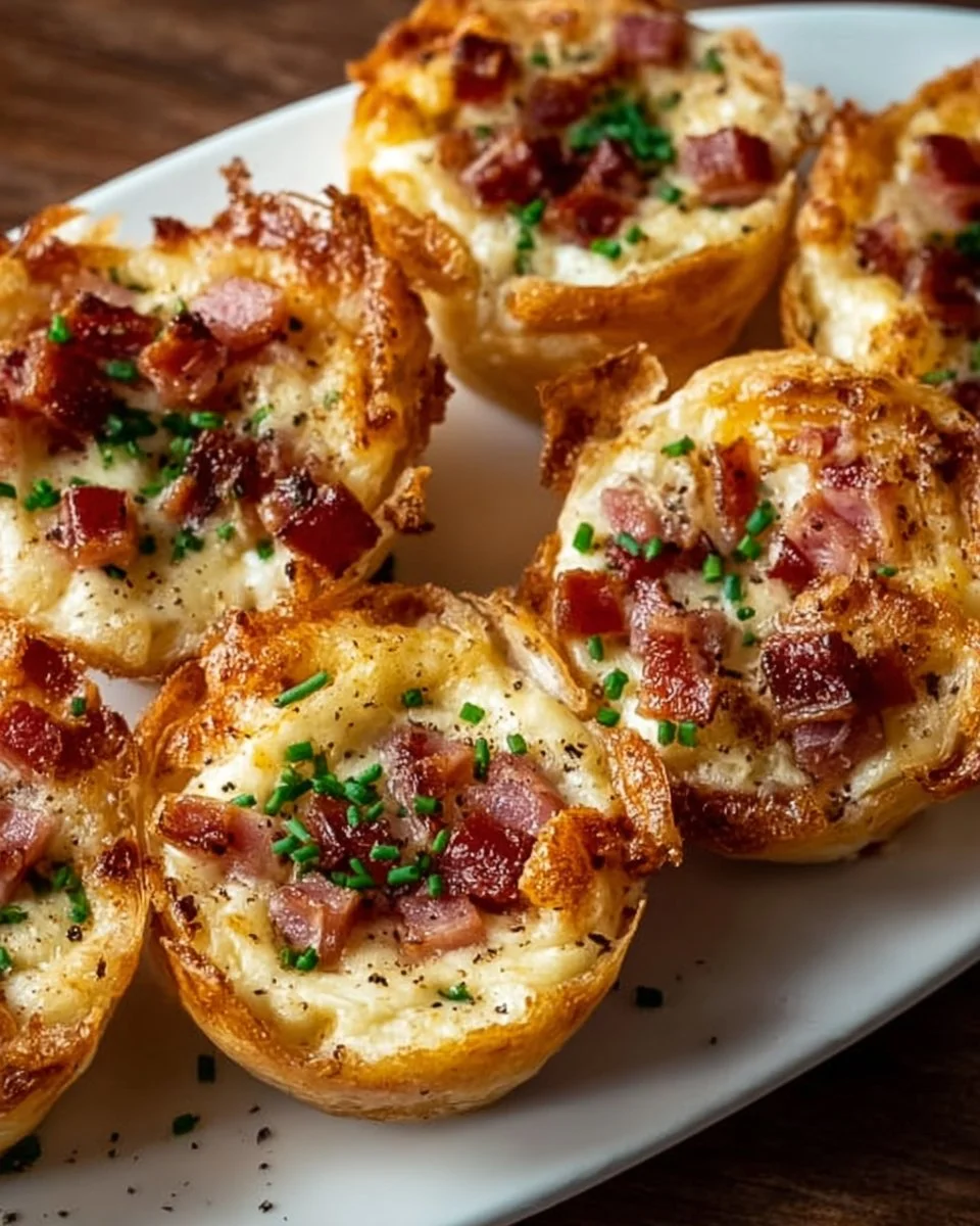 Knusprige Mini Tarte Flambée Häppchen selber machen