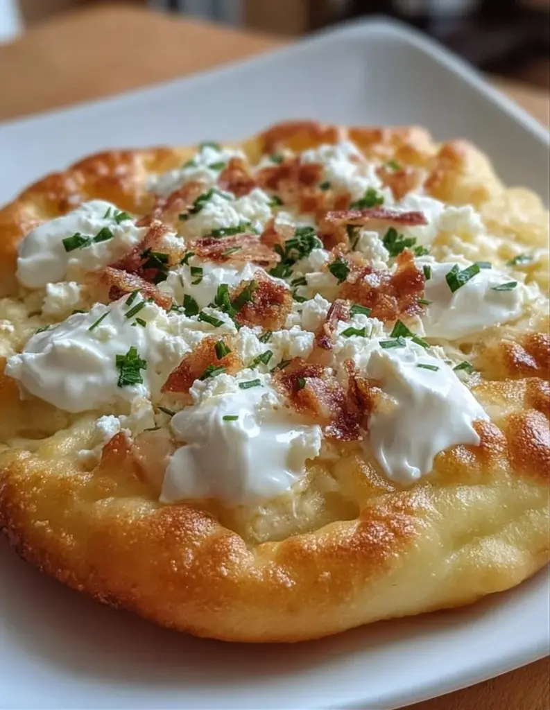 Leckeres Langosch Rezept mit Zutaten und Zubereitungshinweisen.