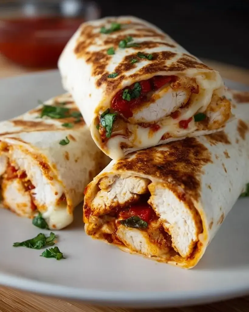 Hühnchen-Mozzarella-Wraps aus der Luftfritteuse, gesund und lecker