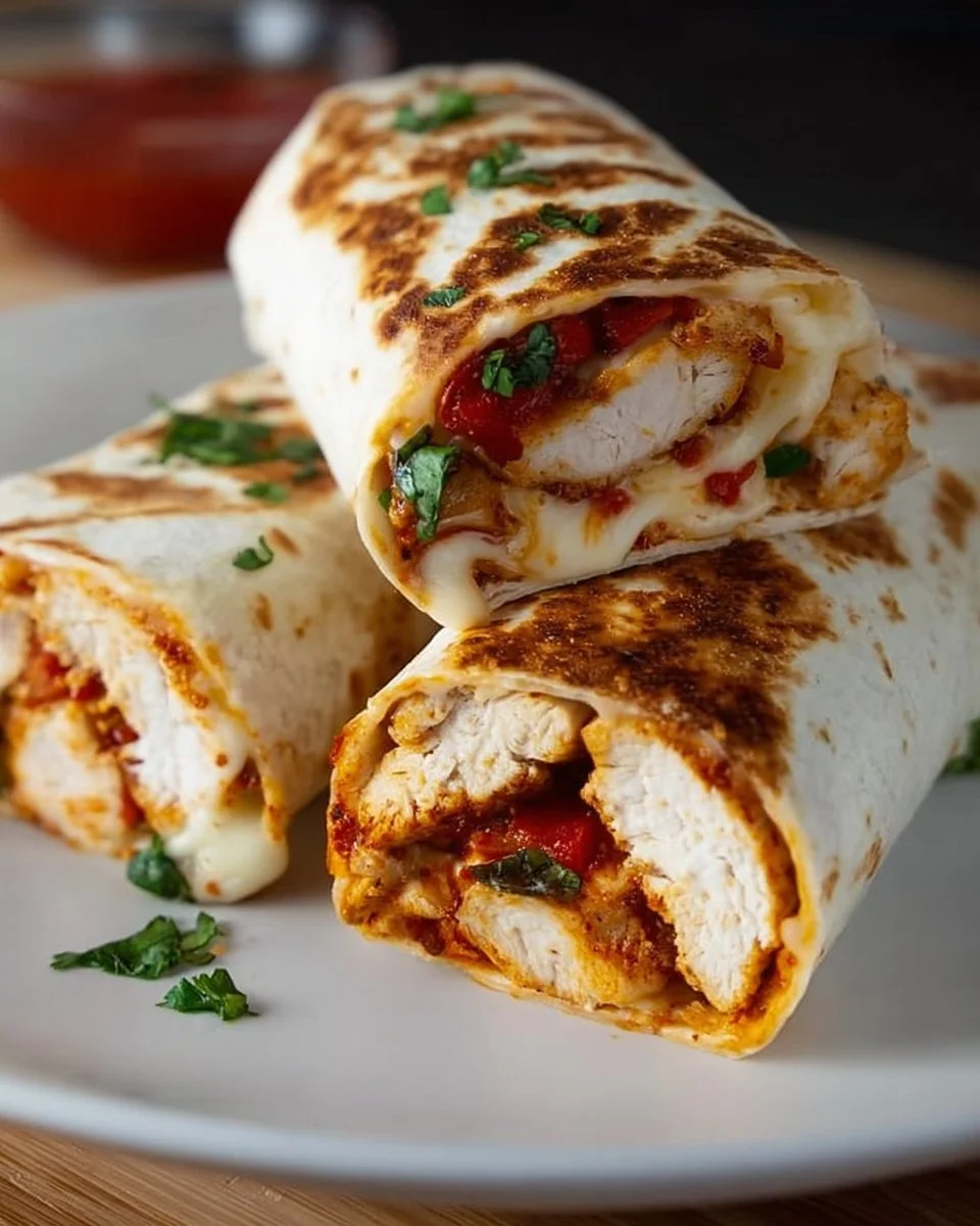 Luftfritteusen-Hühnchen-Mozzarella-Wraps