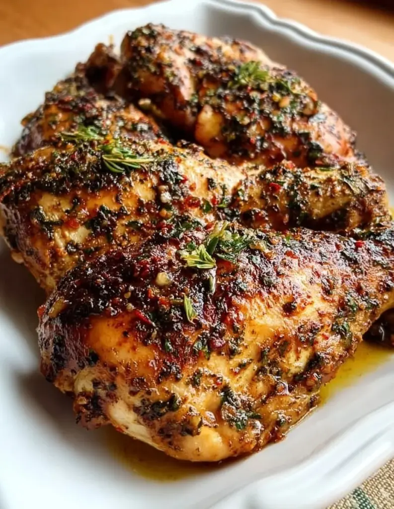 Portugiesisch gewürztes Hähnchen mit aromatischen Gewürzen serviert