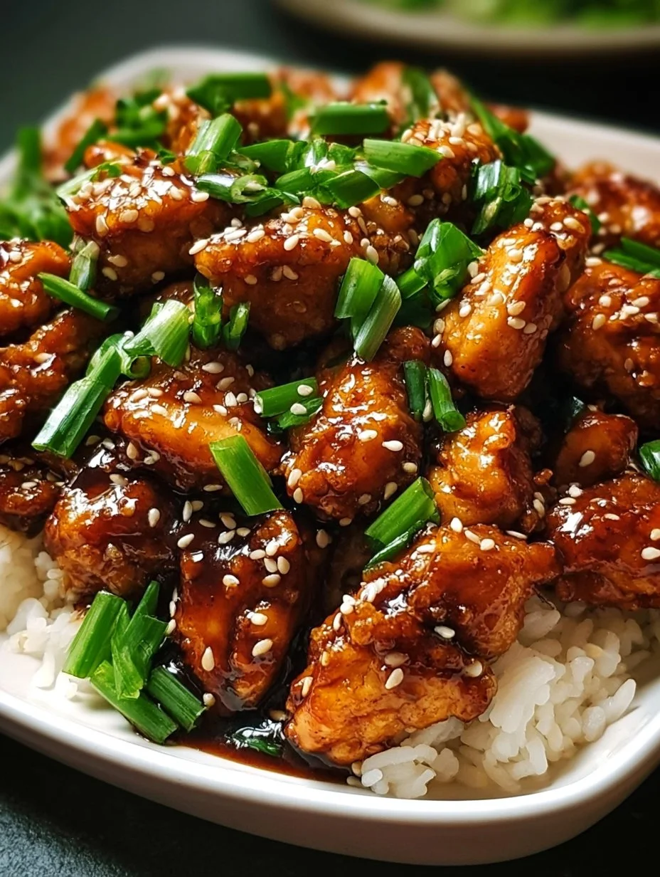 Asiatisches proteinreiches Sesam-Hähnchen auf einem Teller serviert