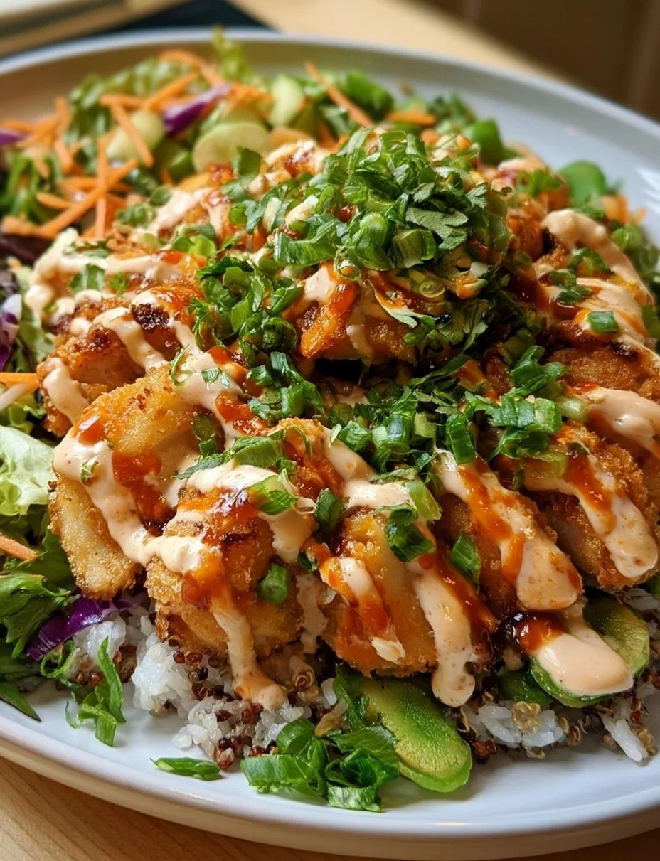Bang Bang Hähnchen Schüssel mit frischen Zutaten und köstlicher Sauce