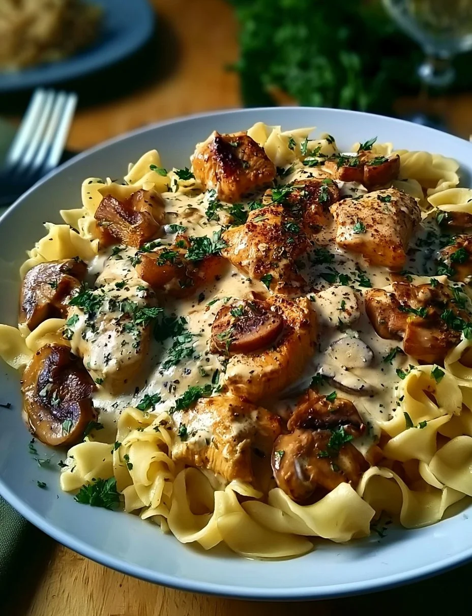Cremiges Hühnchen Stroganoff