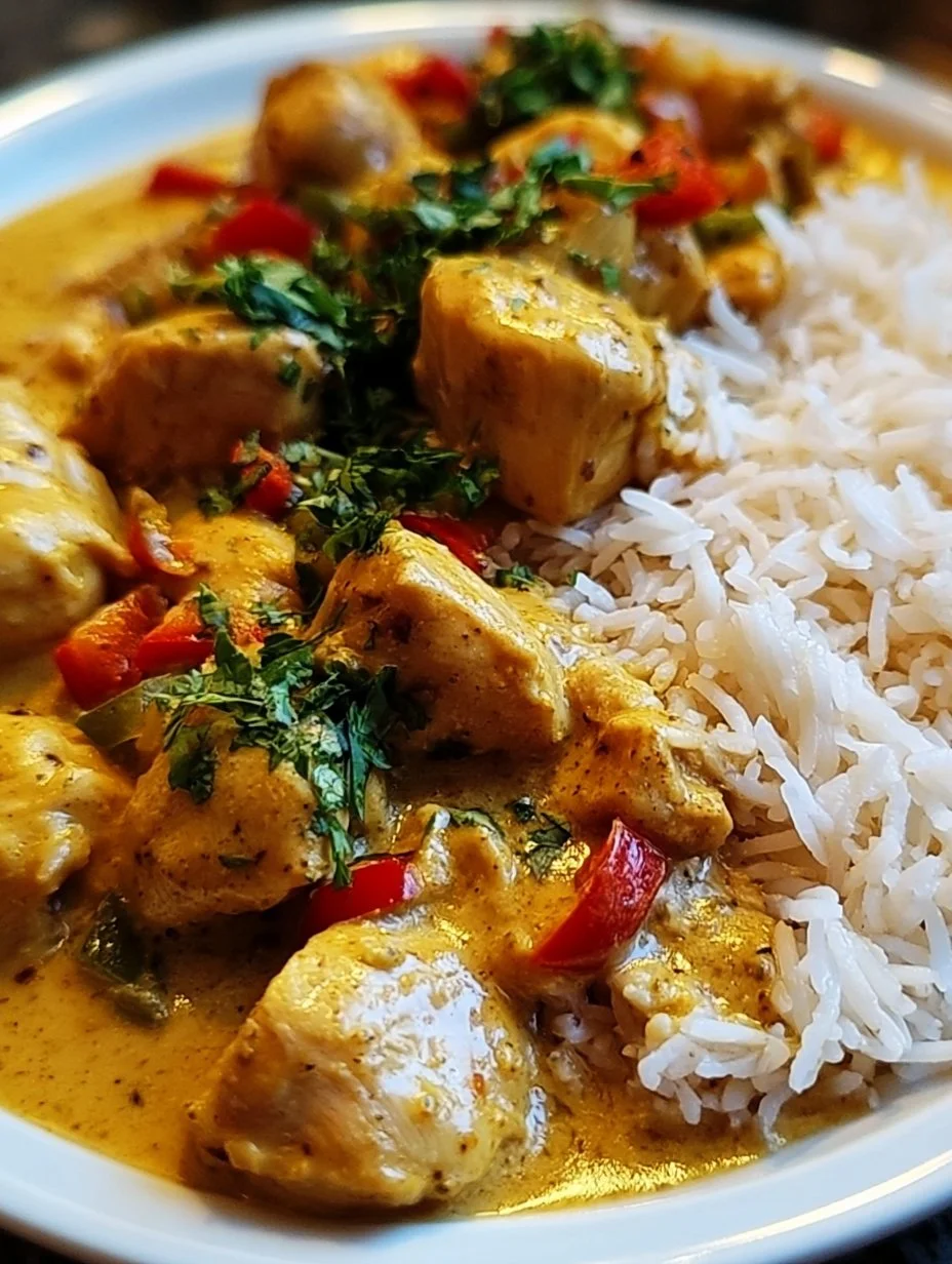 Curry-Geschnetzeltes mit Reis