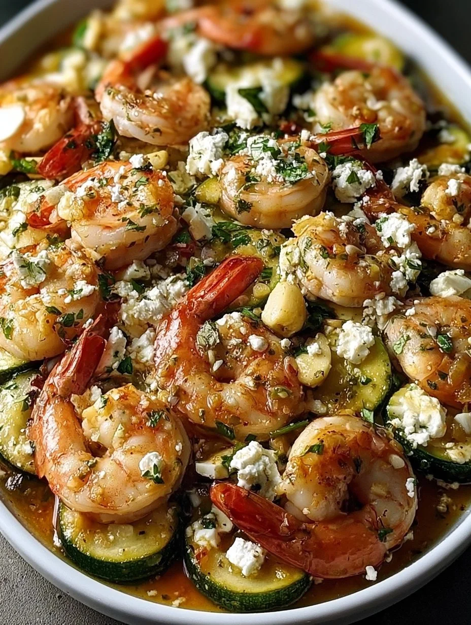Garnelen Feta Pfanne mit Zucchini