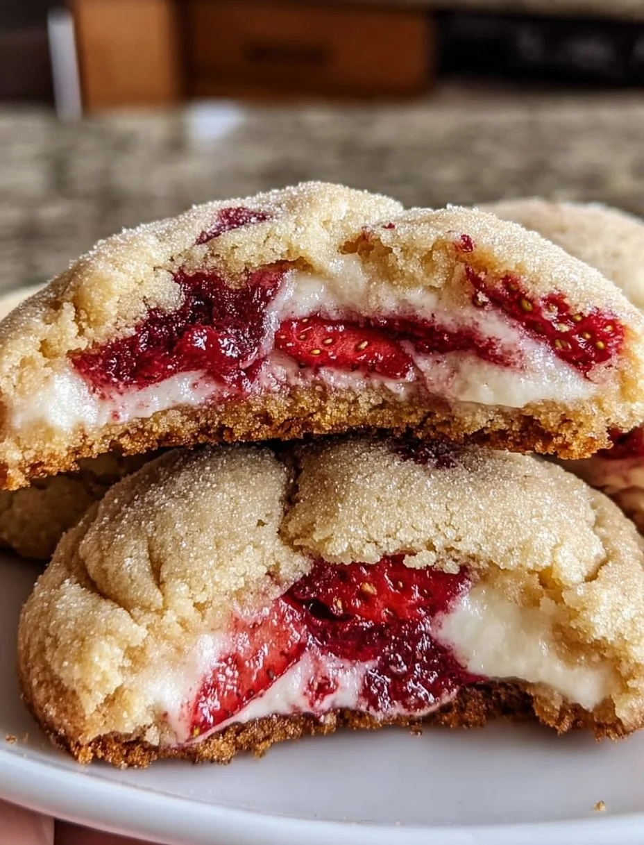 Gefüllte Erdbeer-Käsekuchen- Kekse mit brauner Butter