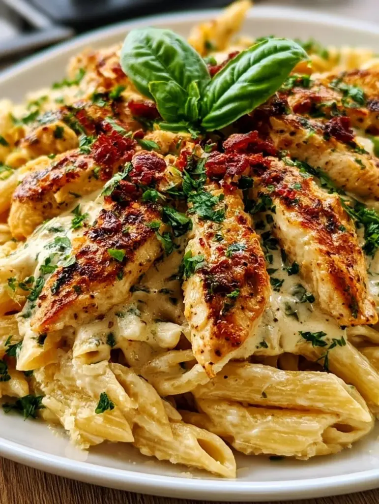 Heiratsantrag mit Hähnchen Pasta serviert auf einem eleganten Tisch