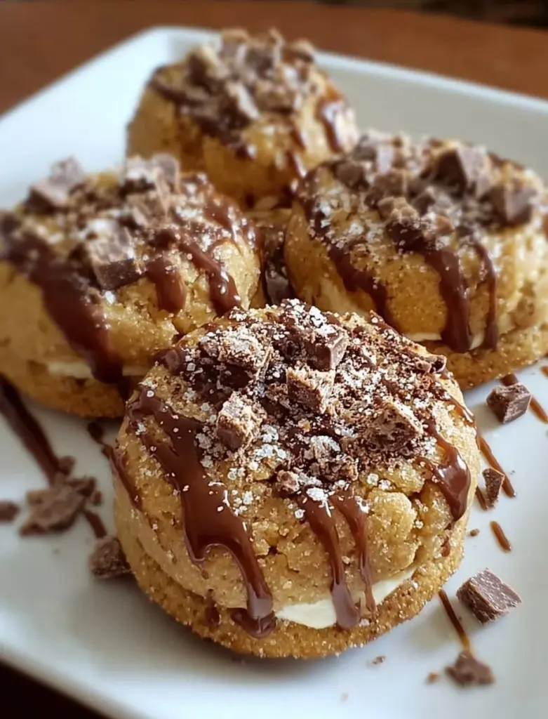 Karamell Bananen Käsekuchen Crunch Bomben auf einem Teller serviert