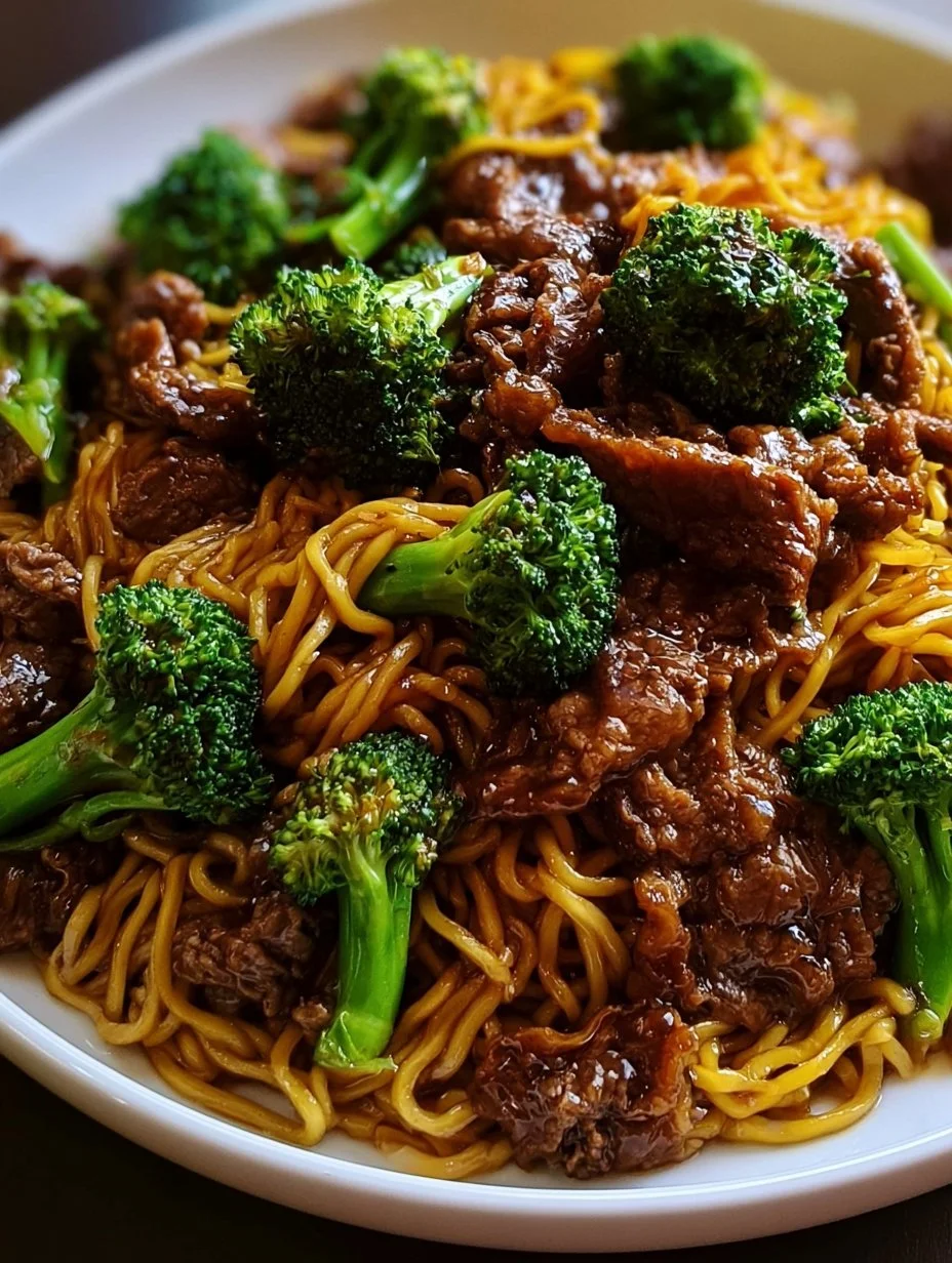 Knusprige chinesische Rindfleisch-Brokkoli-Nudeln