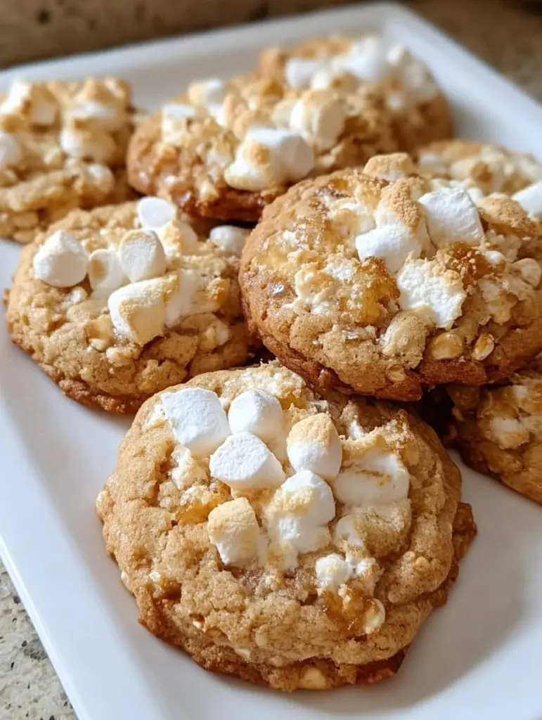 Leckere Marshmallow Crispy Kekse, frisch gebacken und ideal für Süßigkeitenliebhaber.
